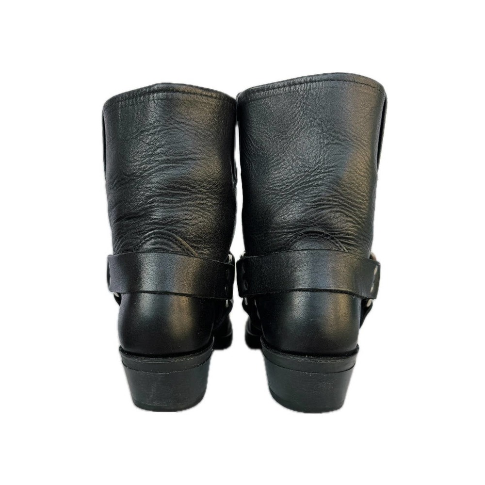 SOLD FRYE Harness 8R Black Biker Moto Motorcycle Short Ankle Bootie Boots - Picture 3 of 6